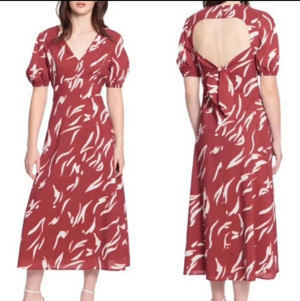 Elegant Red Patterned Dress
